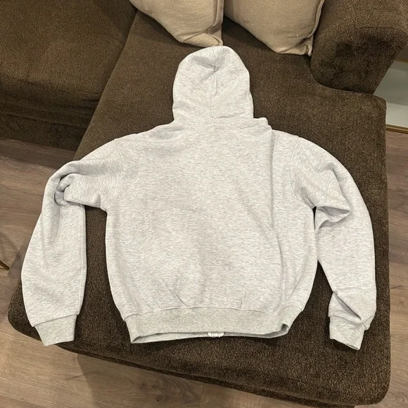 NWT SKIMS Light Gray Cotton Fleece Classic Zip Up Hoodie - Picture 5 of 6